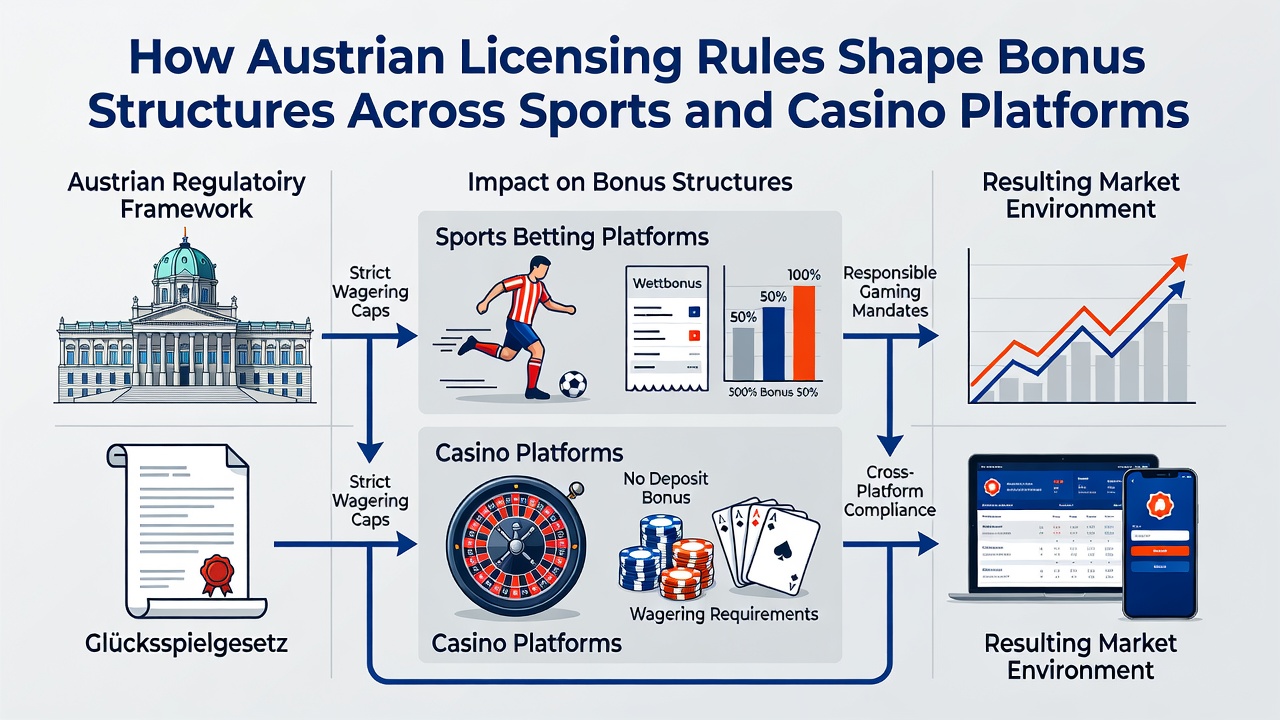 Comparison chart of bonus structures in licensed Austrian sports and casino platforms